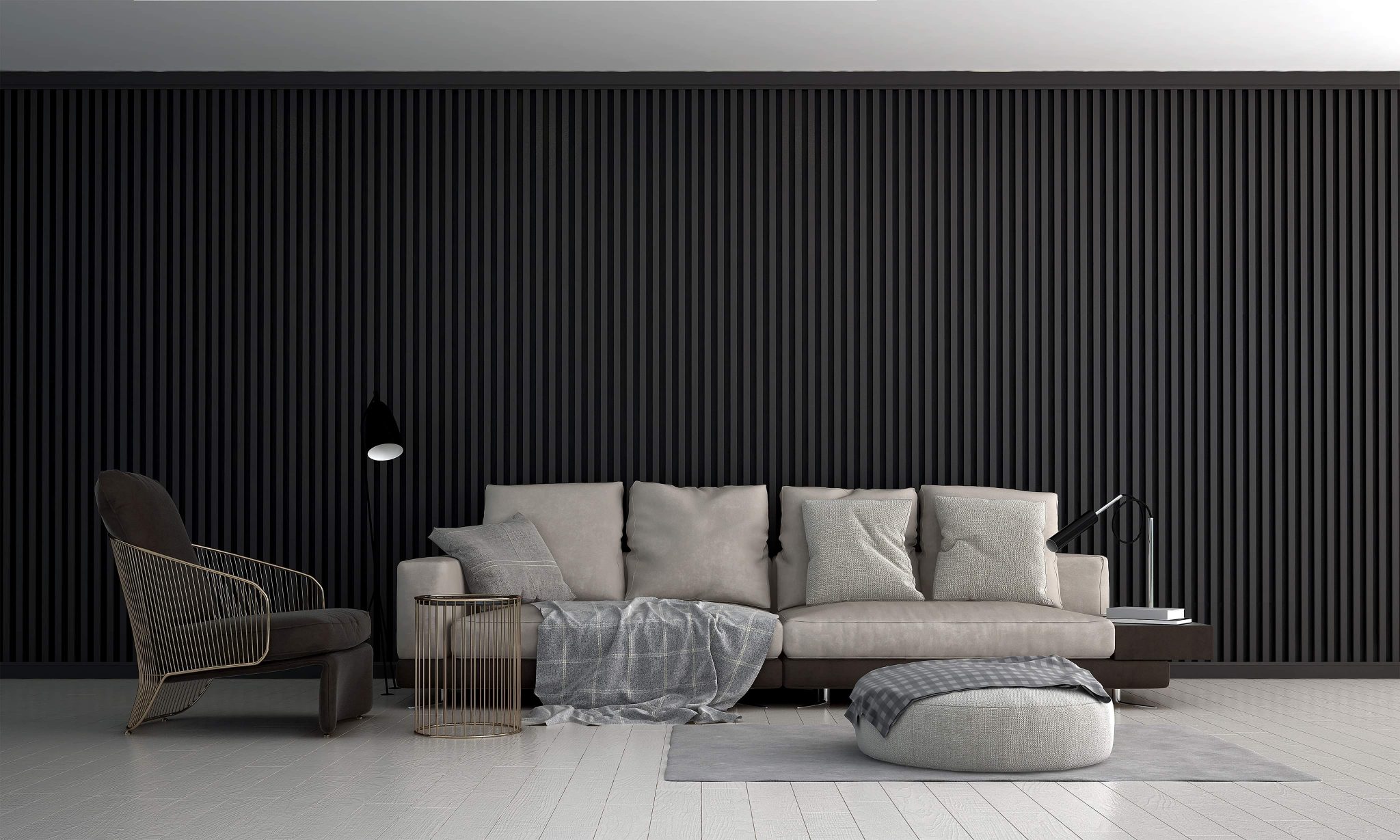 Charcoal Black Panel MDF Slim Slats Wall Panel – cutberry.design Wall ...