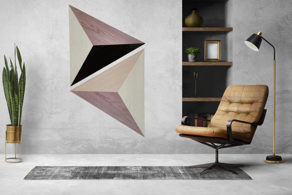 Geometric Natural Wood Veneered MDF 3D Effect Modern Wall Decor ...