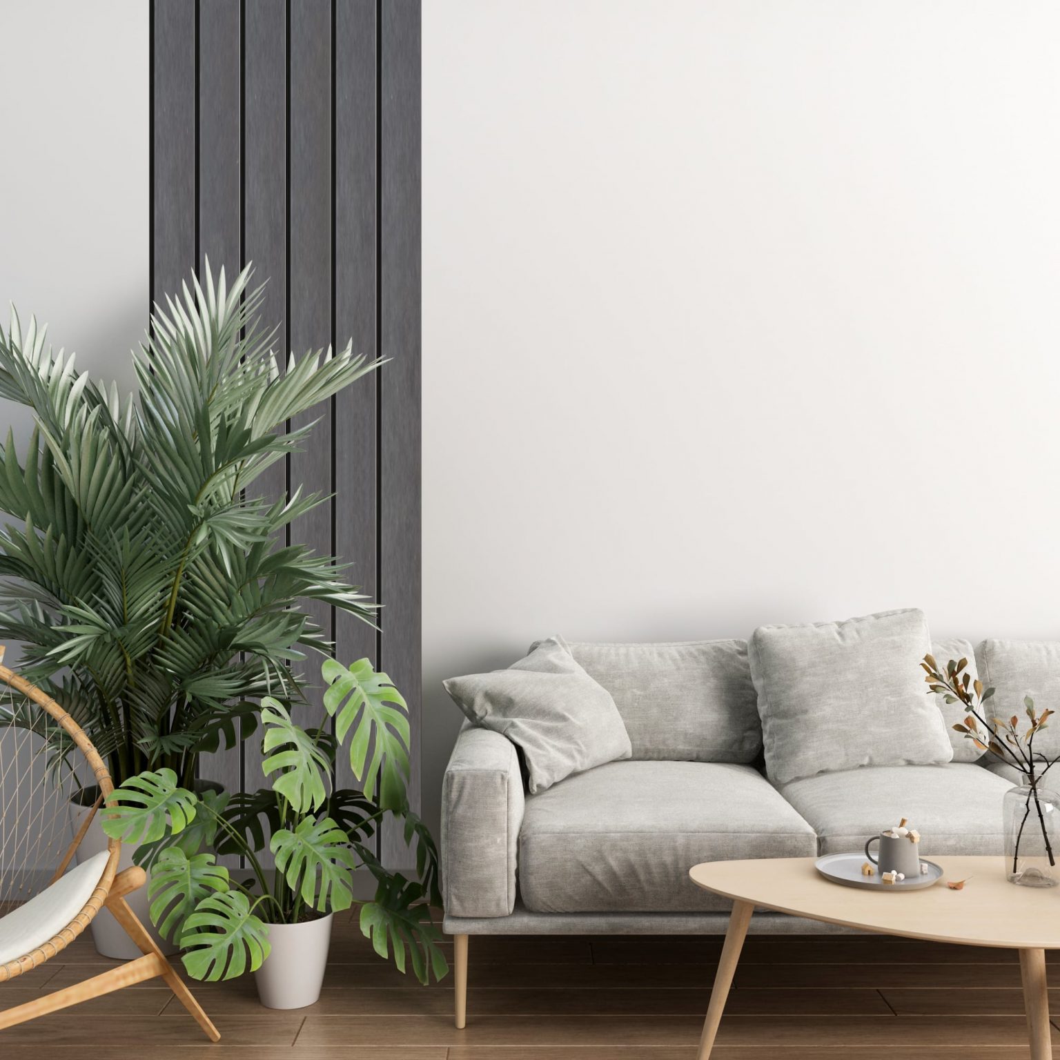 Stylish (85mm) Wide Slats Black or Paintable Wall Panels Cladding 39cm ...